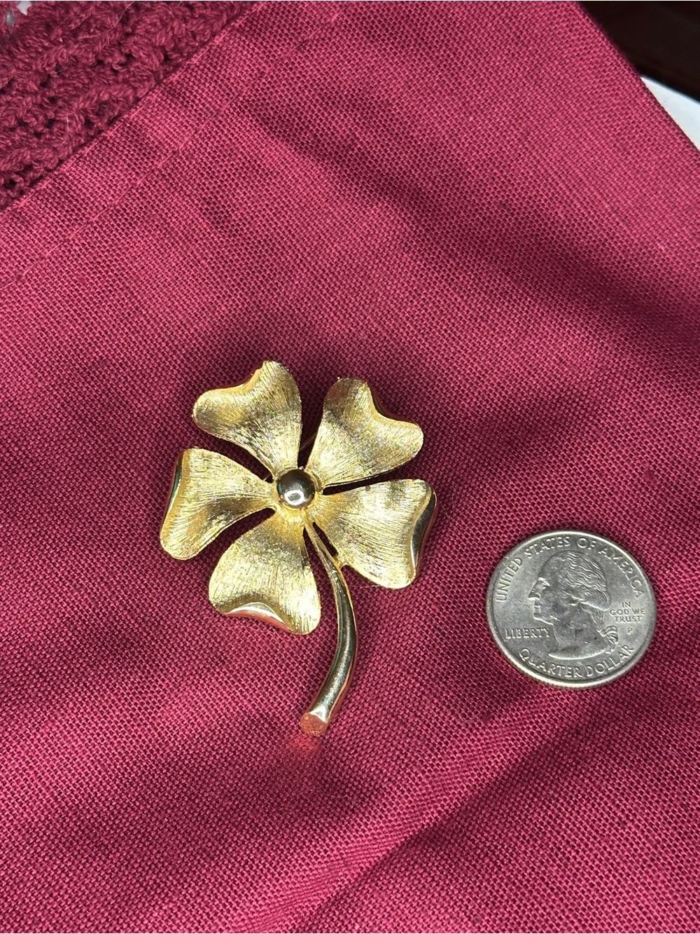 Sarah Coventry Gold Four-Leaf Clover Brooch Pin